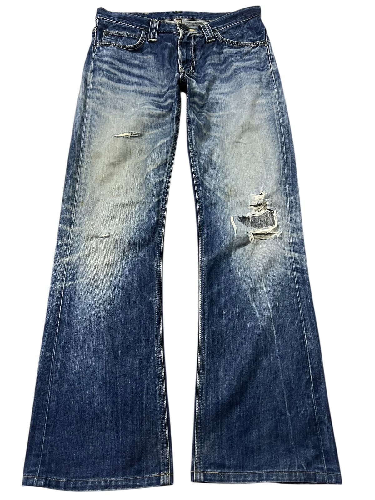 Japanese Brand × Jean × Lee 💥Flare💥Vintage Lee Rider Distressed Jean Size US 31 - 1 Thumbnail