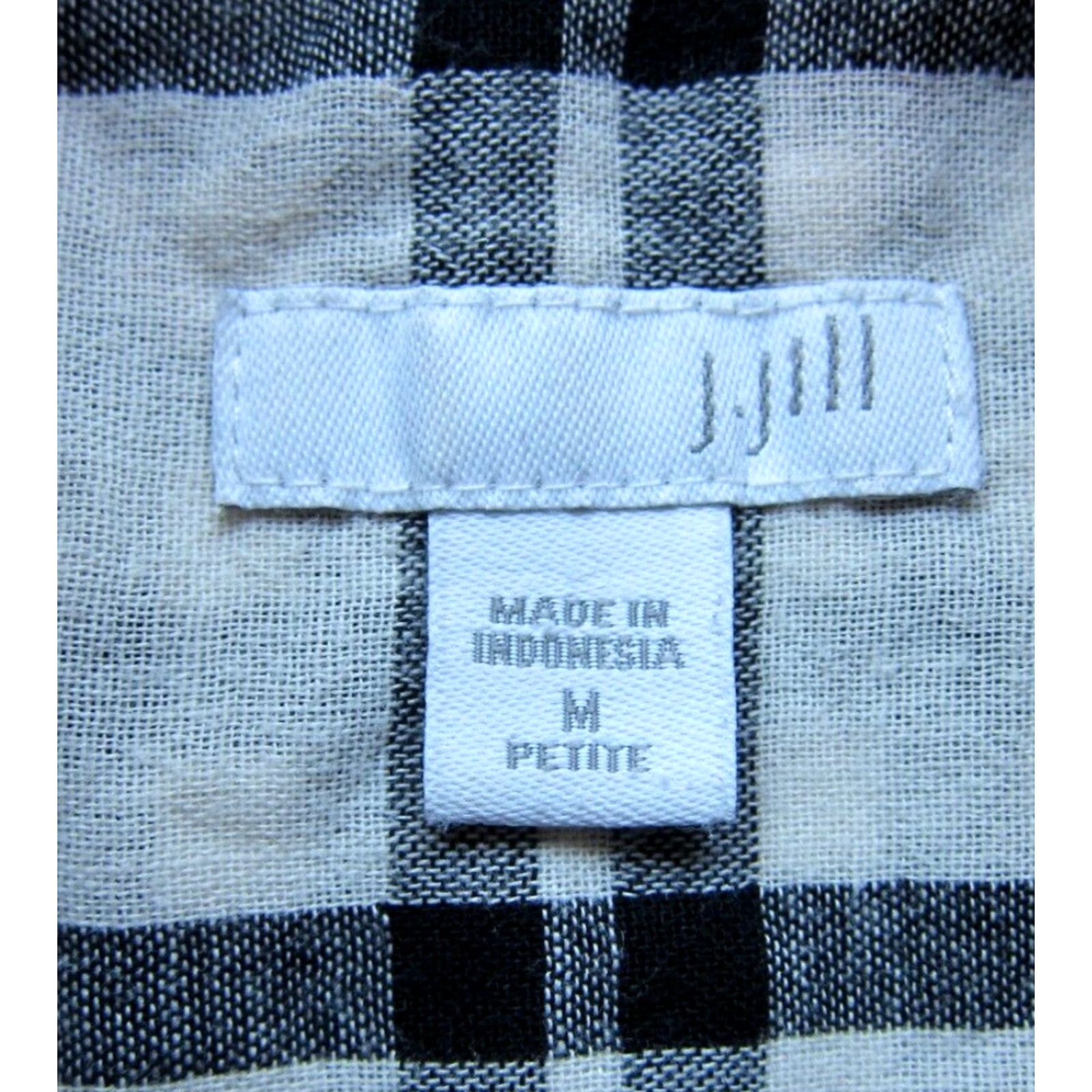 J. Jill J. Jill Blouse Shirt PM Petite Cotton Plaid Pocket Long Sleeve Collared Tunic Blouse Black White Women’s Basic colorfully styled pocketed shirt MP Size M / US 6-8 / IT 42-44 - 4 Thumbnail