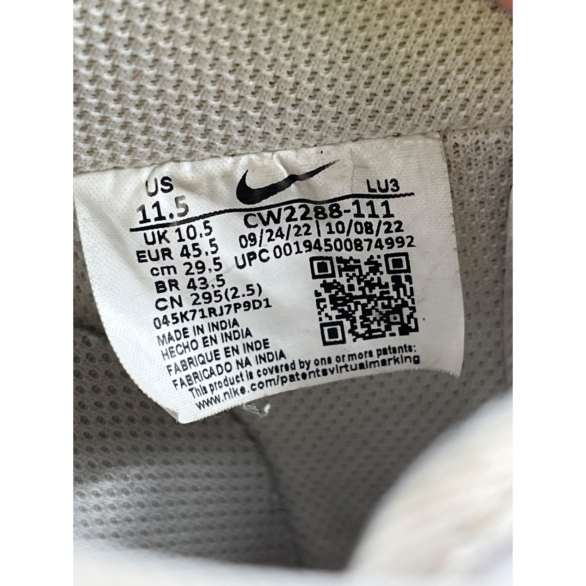 Nike Nike Mens White Air Force 1 Sneakers Size 11.5 SKU 7450 Size US 11.5 / EU 44-45 - 8 Thumbnail