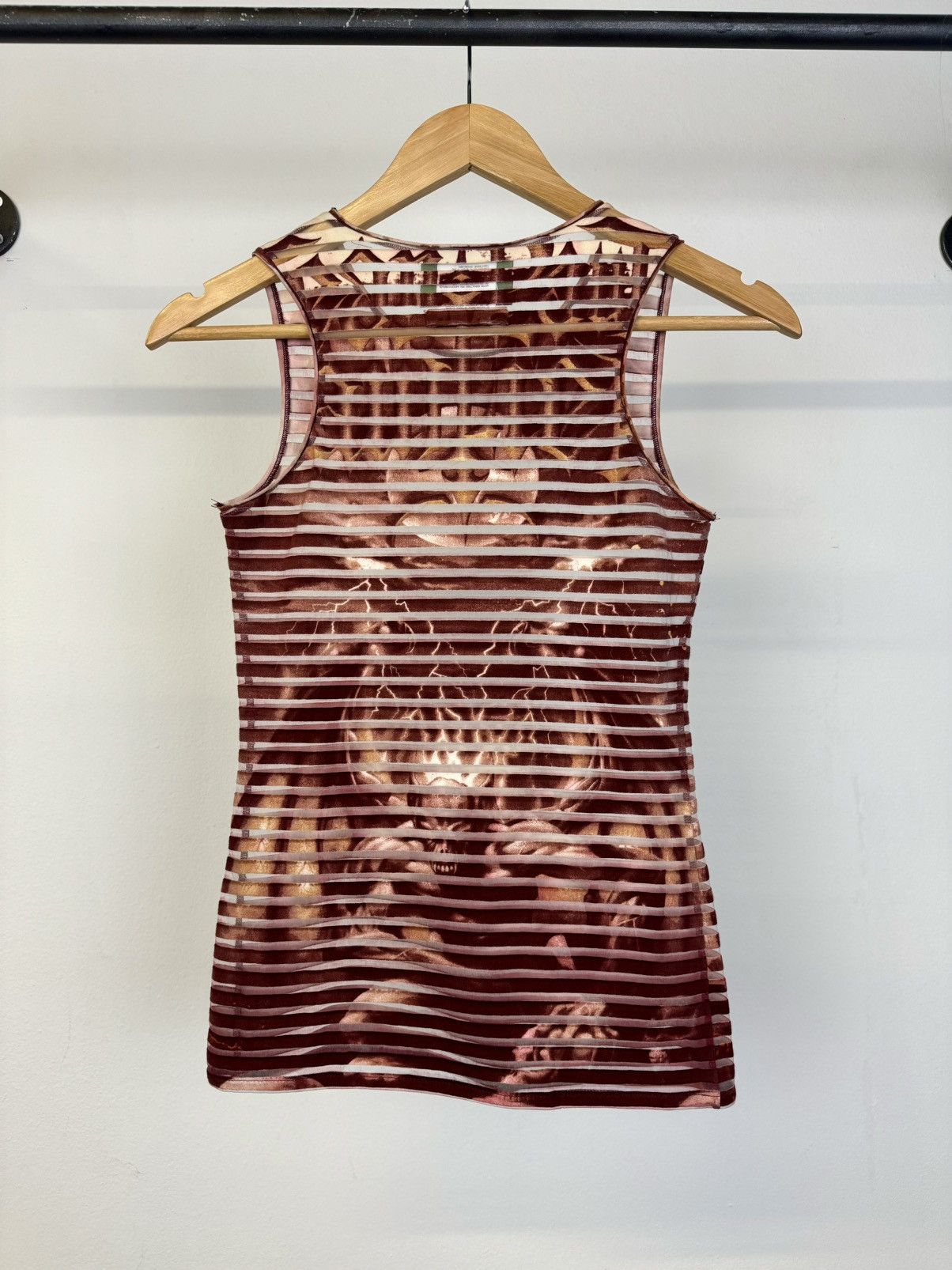 Jean Paul Gaultier 2001 Satan tank top demon archive tee mesh stripe shirt Size S / US 4 / IT 40 - 4 Thumbnail