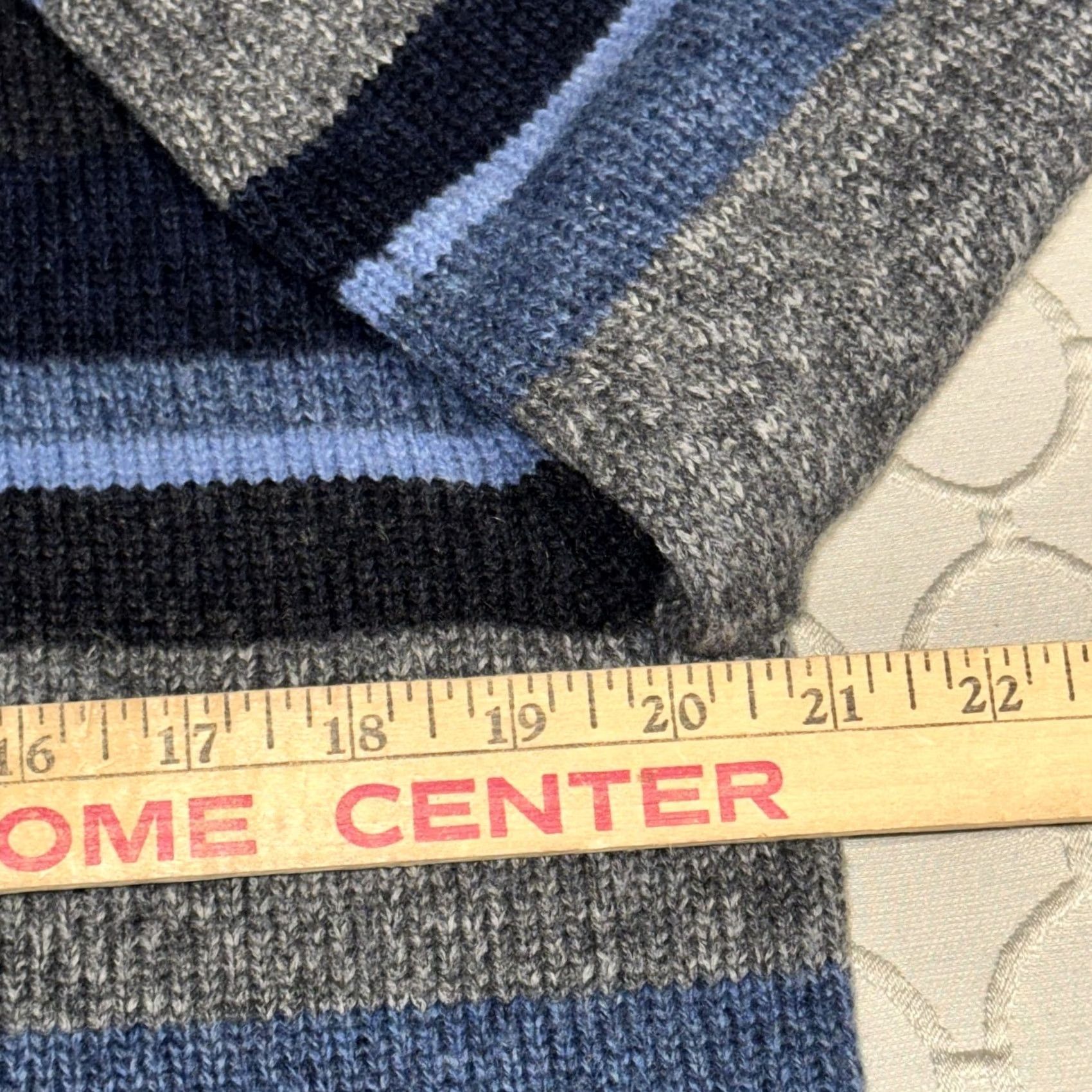 Banana Republic VINTAGE Banana Republic Sweater Mens M Gray Striped Half Zip Mock Neck 100% Wool Size US M / EU 48-50 / 2 - 6 Thumbnail