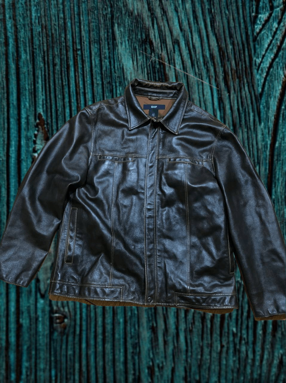 Gap × Vintage Vintage GAP Cow Leather Jacket Zip Up Quilted Lining