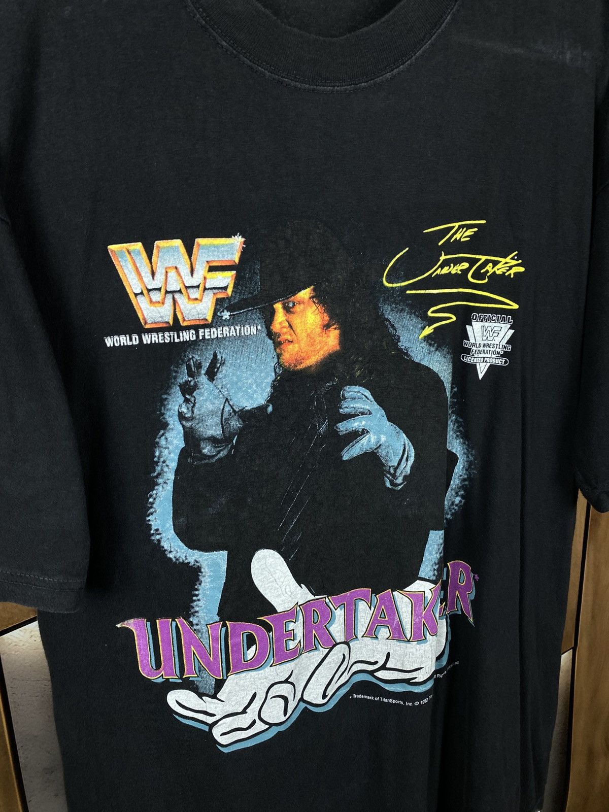 WWF ⚰️Vintage 1992 T-Shirt Undertaker WWE WWF Wrestling Tee⚰️ Size US XL / EU 56 / 4 - 2 Thumbnail