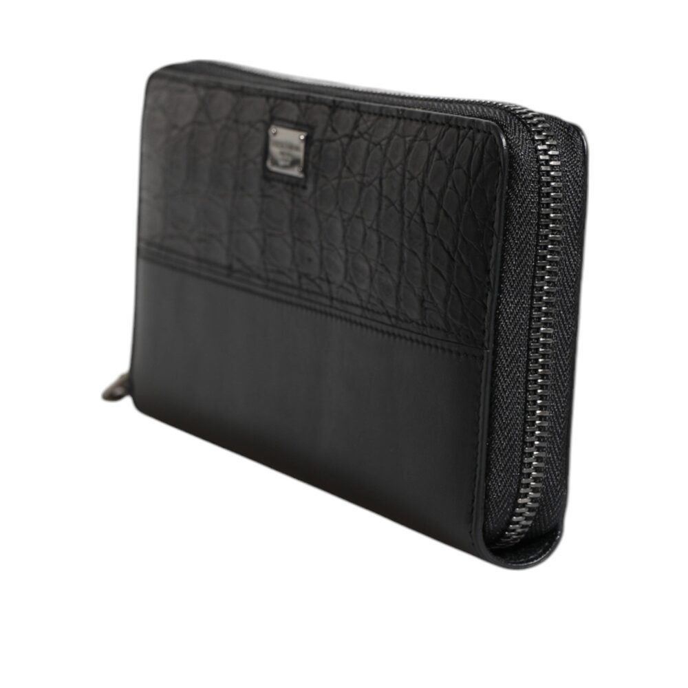 Dolce & Gabbana Dolce & Gabbana Black Leather Logo Plaque Zip Around Contine Size ONE SIZE - 4 Thumbnail