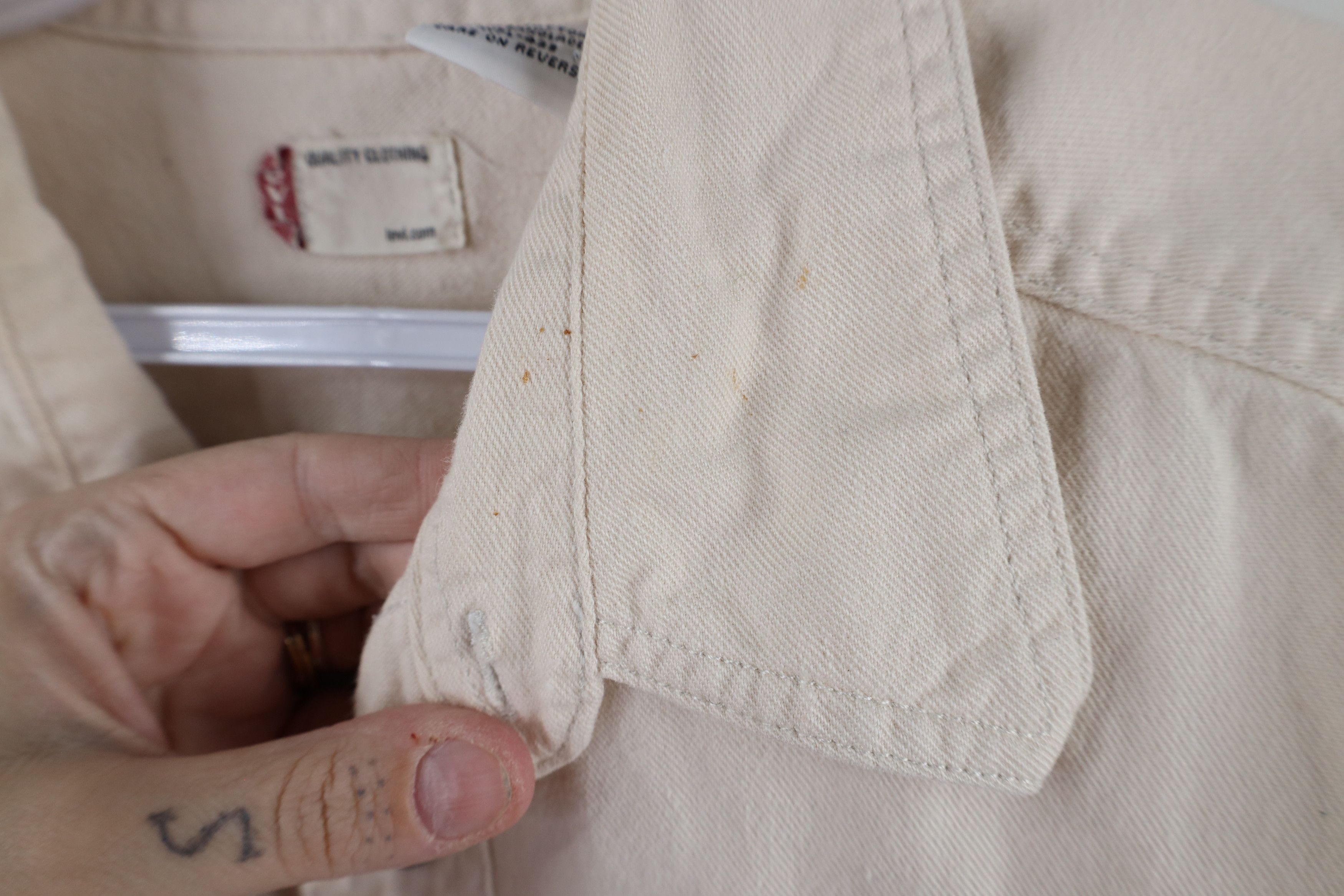 Levi's × Vintage Vintage Y2K 2003 Levis Collared Button Shirt Cream Cotton Size US M / EU 48-50 / 2 - 9 Thumbnail