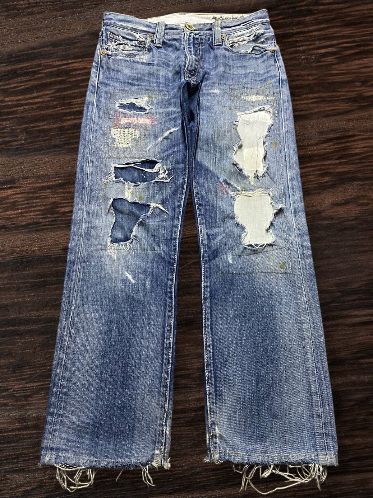 Levi's Vintage Levis 505 Ripped Patches Slim Straight Jeans Size US 30 / EU 46 - 1 Thumbnail