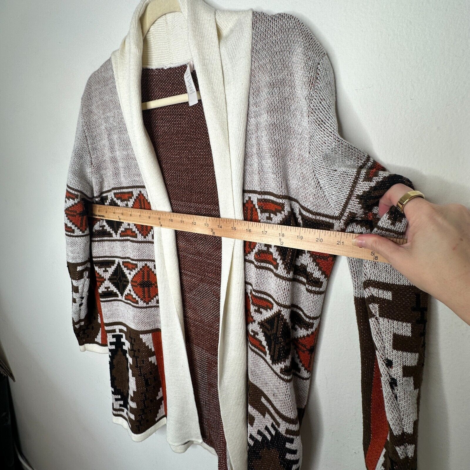 Other Mags & Pye Cream Brown Rust Native Aztec Longline Cardigan M Size M / US 6-8 / IT 42-44 - 11 Thumbnail