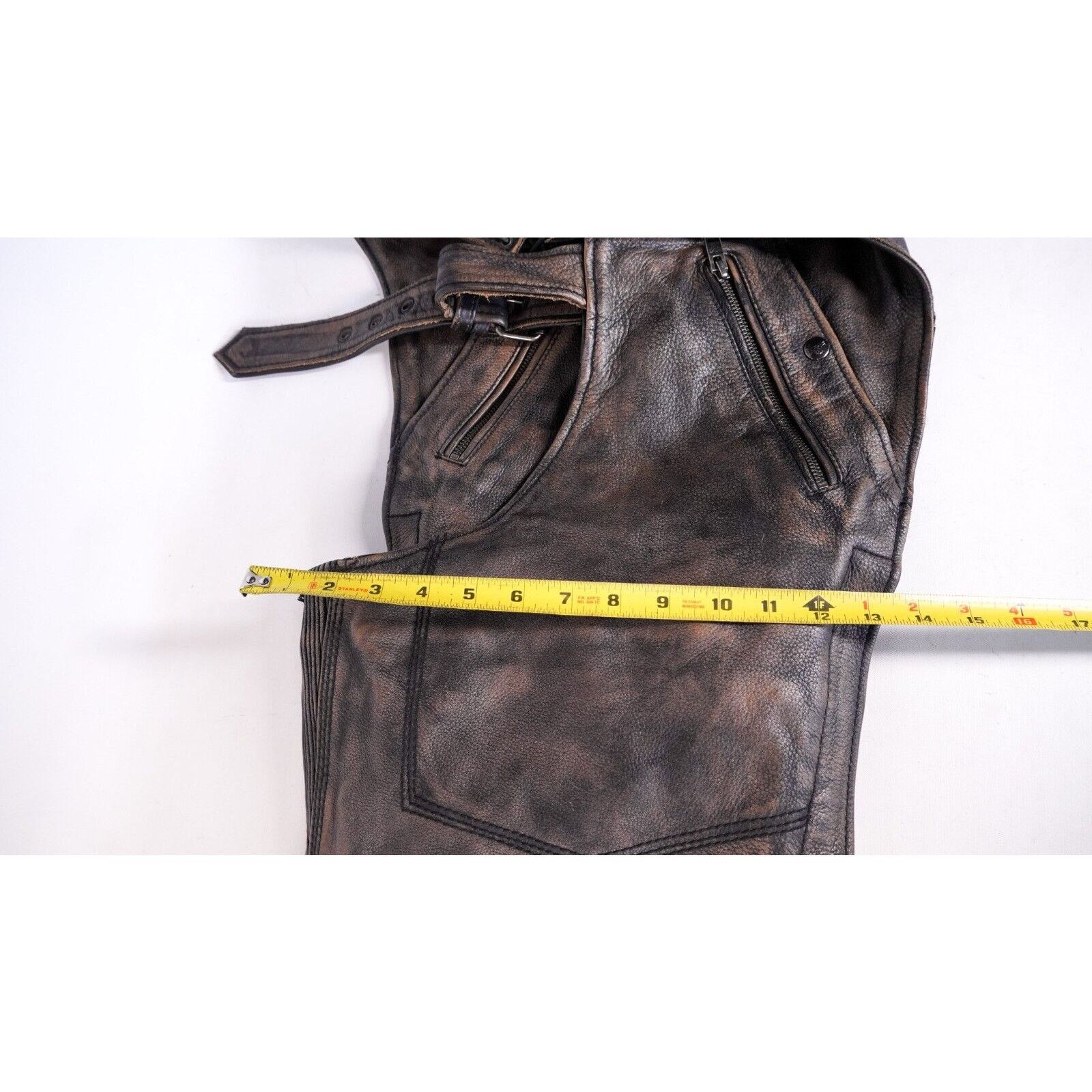 Other Leather Chaps Motorcycle Leggings Adjustable Belt Pants 3XL Size US 36 / EU 52 - 11 Thumbnail