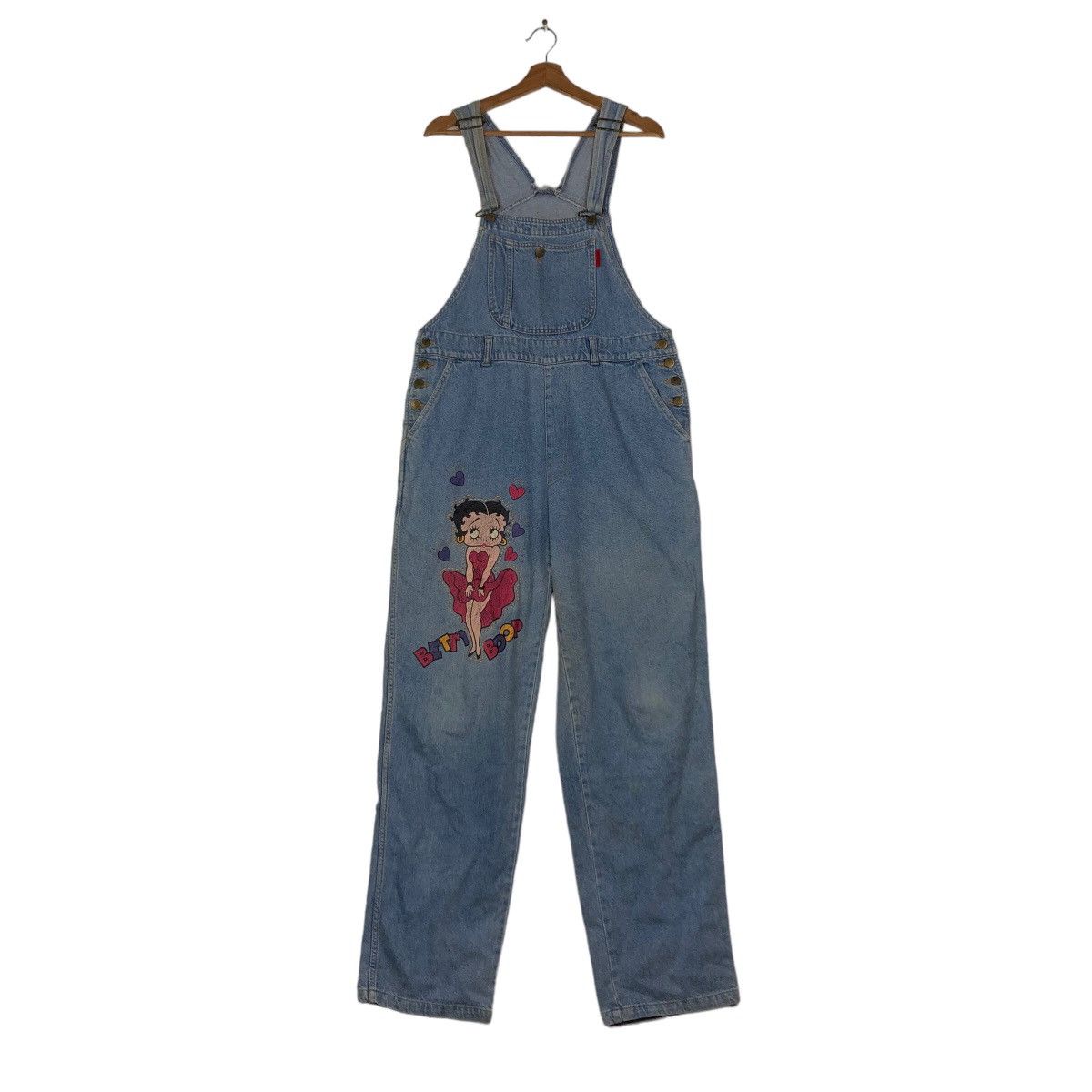 Cartoon Network 🔥Vintage Denim Overall Trousers Worker Betty Boop Big Logo Size US 36 / EU 52 - 1 Thumbnail