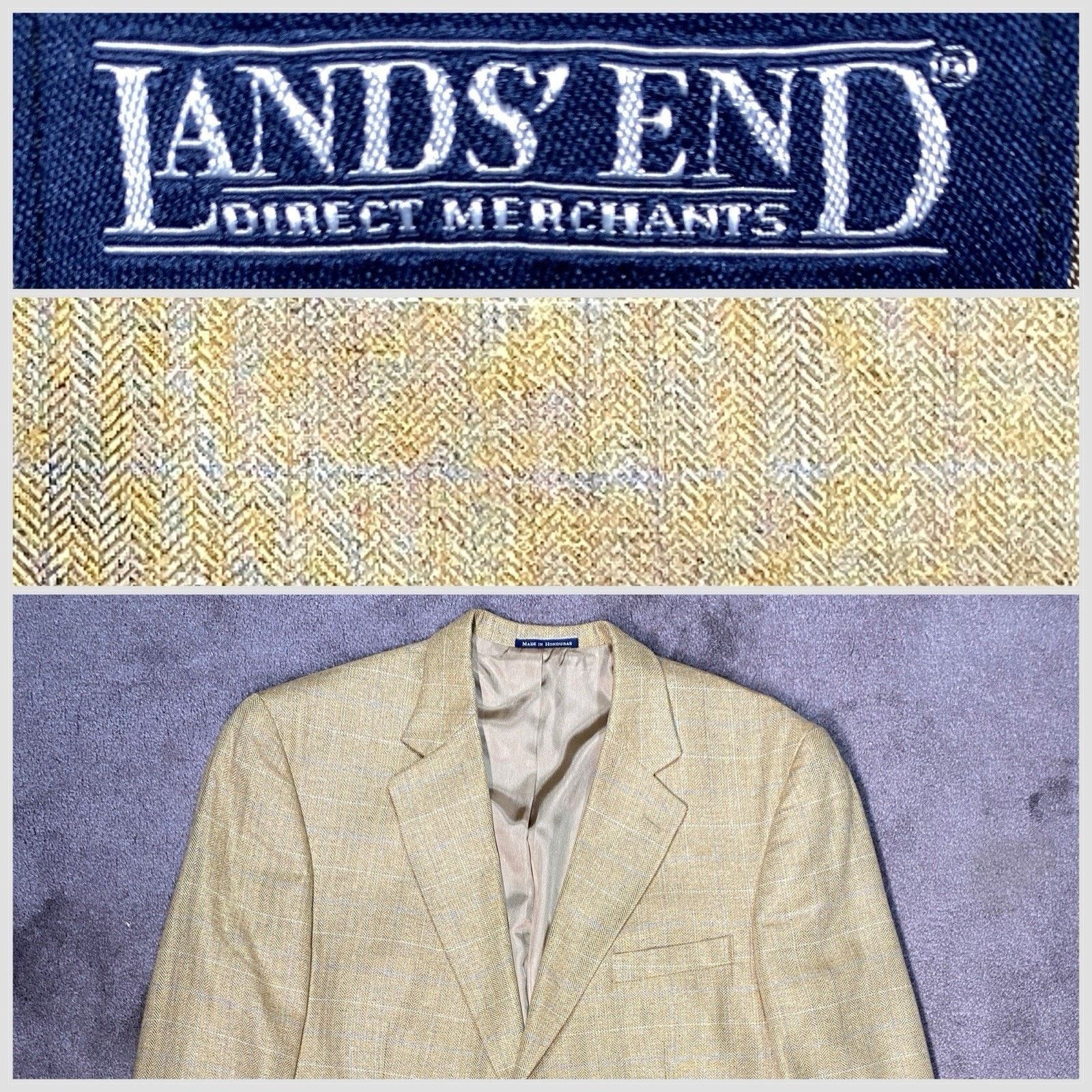 Lands' End Lands' End Men 44 LONG 100% Silk Herringbone Blazer Size 44L - 1 Thumbnail