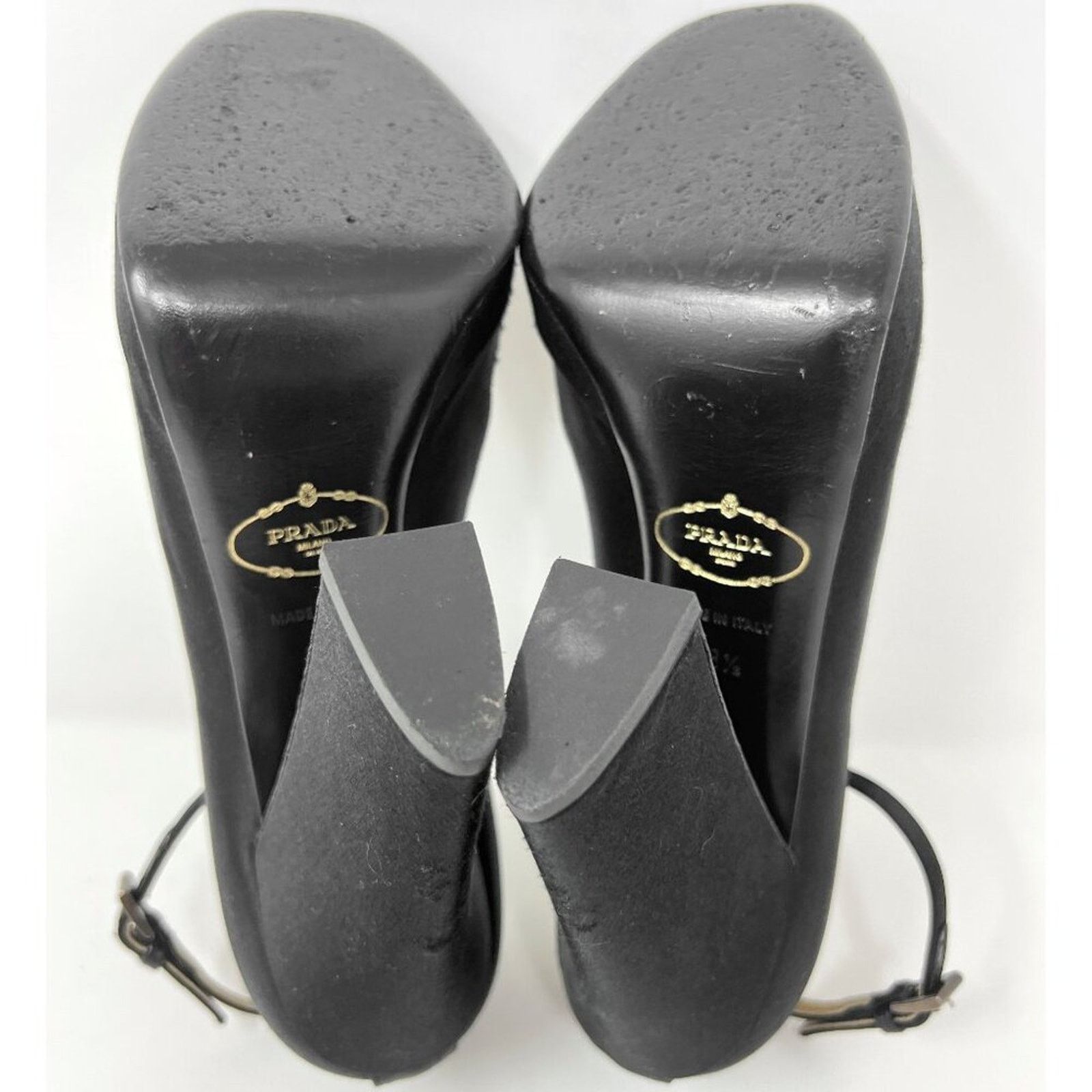 Prada Prada Black Satin Gold Sequins Mary Jane Platform Pumps Size US 8.5 / IT 38.5 - 8 Thumbnail