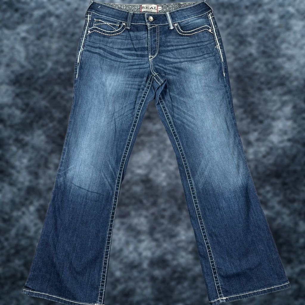 Ariat Ariat REAL Mid Rise Bootcut Jeans Stretch Denim Flap Pockets Blue 33x33 Women Western Size 24" / US 00 / IT 34 - 1 Thumbnail