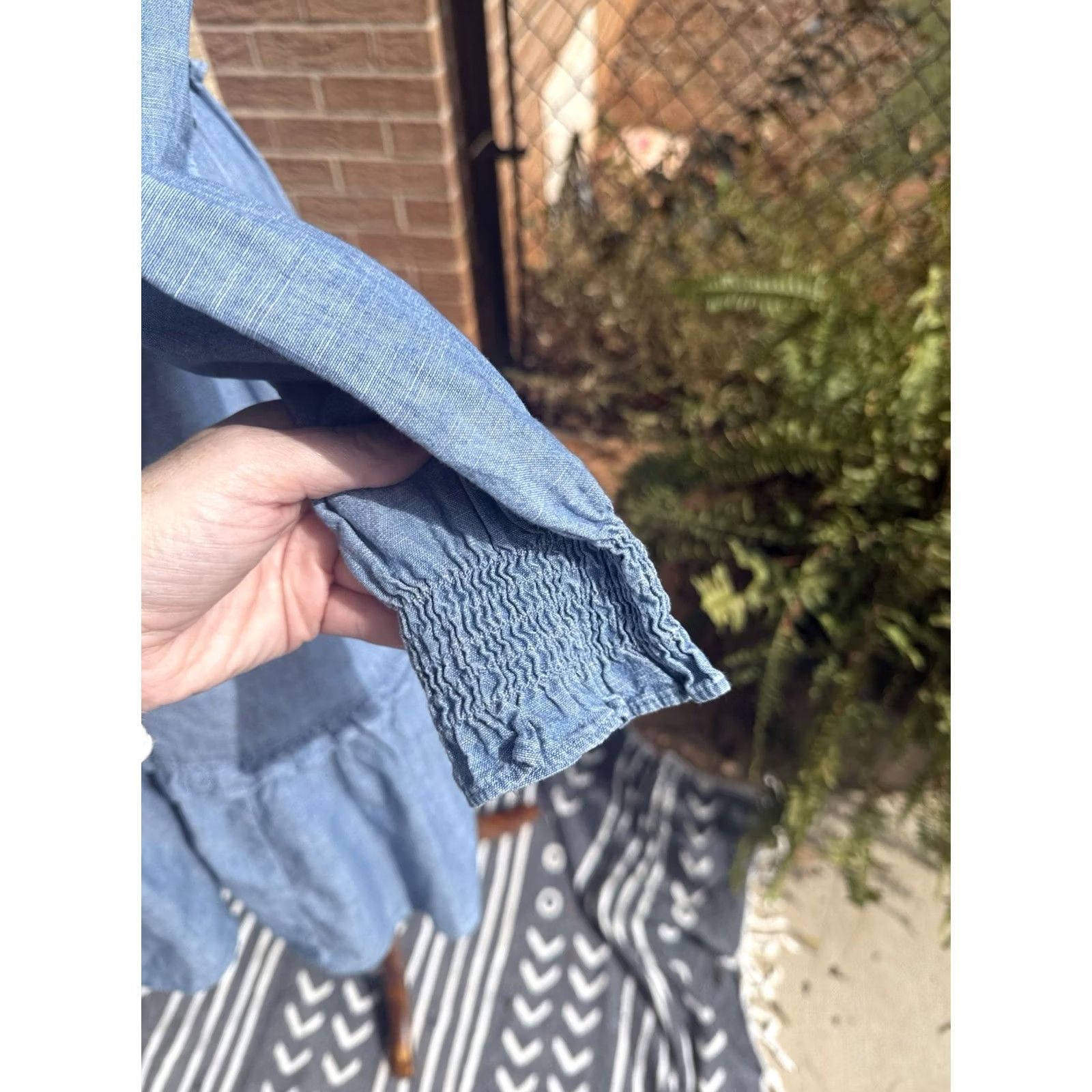 J.Crew J.CREW Jean Chambray Short Mini Dress Ruffle Trim A-line Size 4 Preppy Beach Nautical Size 27" / US 4 / IT 40 - 6 Thumbnail