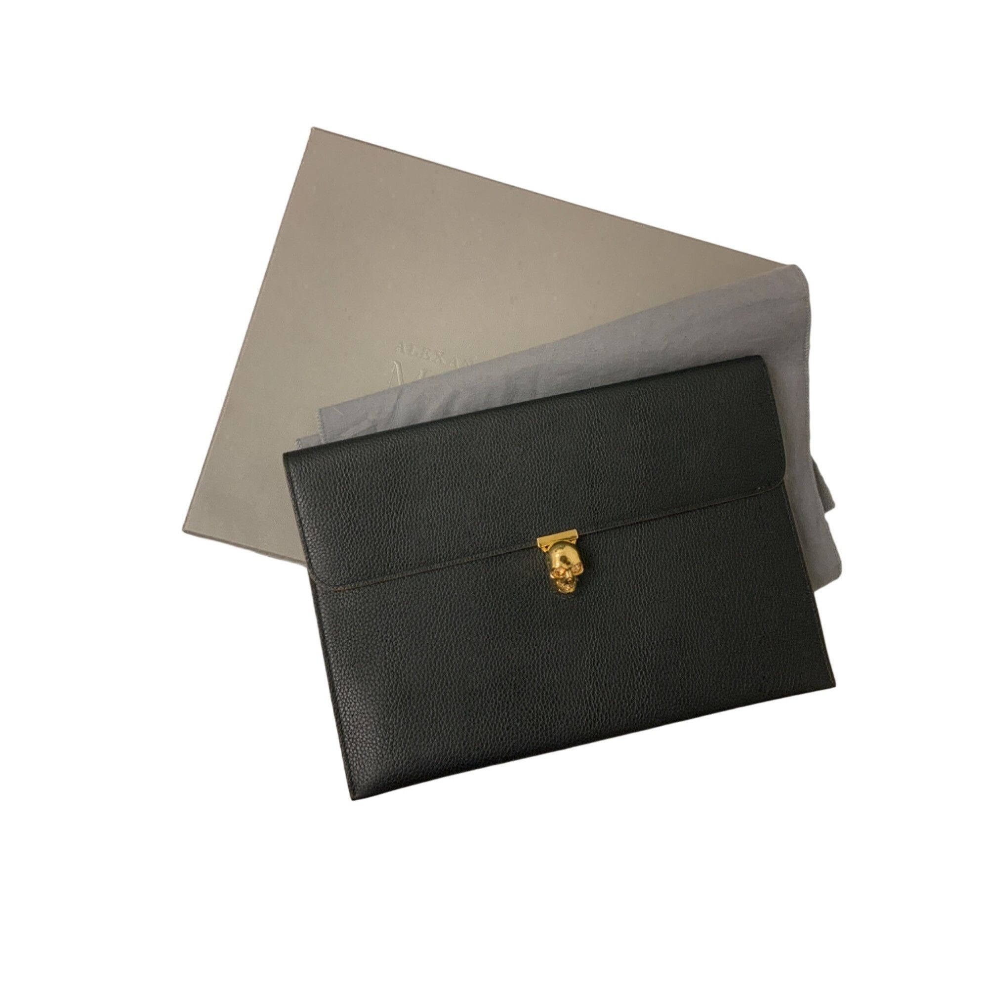 Alexander McQueen Alexander McQueen Black Leather Skull Clutch With Gold-Tone Size ONE SIZE - 1 Thumbnail
