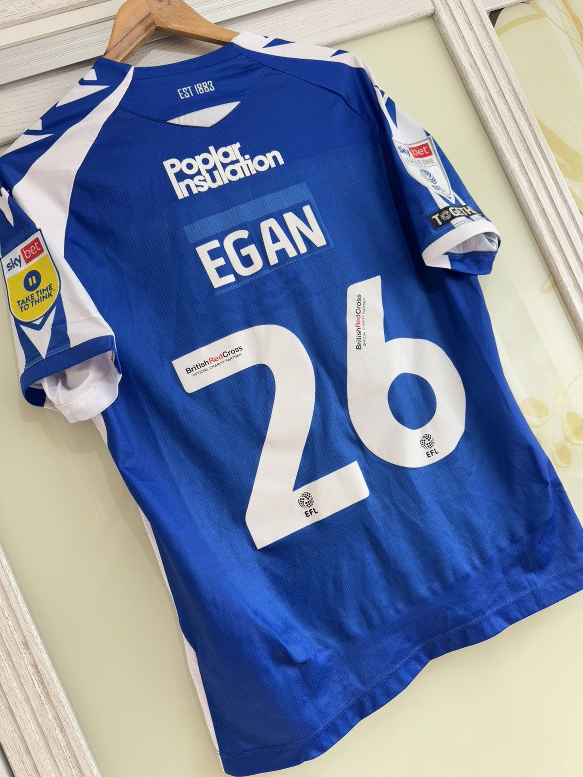 Macron Jamie Egan #26 Bristol Rovers 2022-2023 Home Soccer Jersey Size US L / EU 52-54 / 3 - 9 Thumbnail