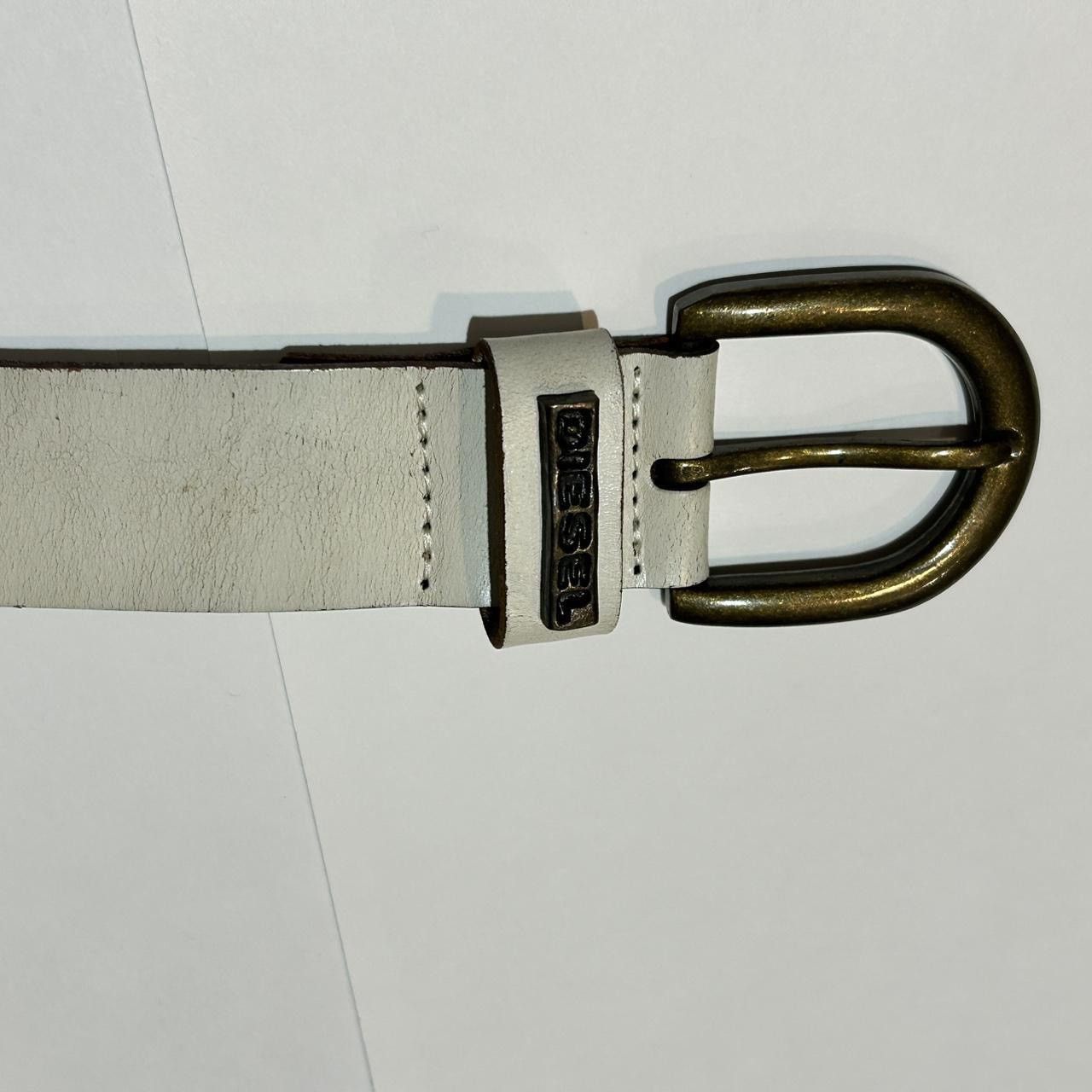 Diesel Diesel white 100% leather belt with unique brass studs Size ONE SIZE - 6 Thumbnail