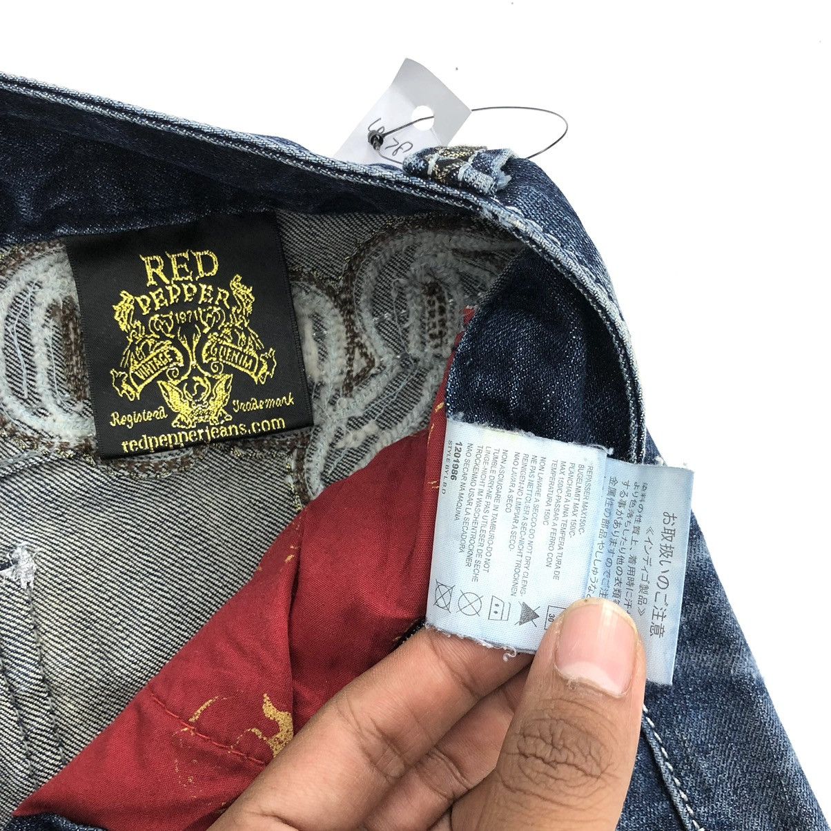14th Addiction × If Six Was Nine × Japanese Brand Y2K Vintage Red Pepper Cross Punk Distressed Skinny Jeans Size 28" / US 6 / IT 42 - 9 Thumbnail