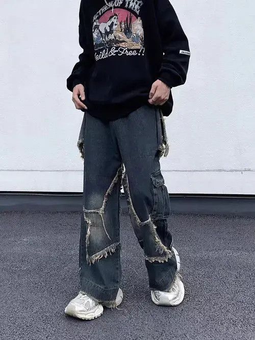 Jean Retro washed distressed star work jeans Size US 30 / EU 46 - 6 Thumbnail
