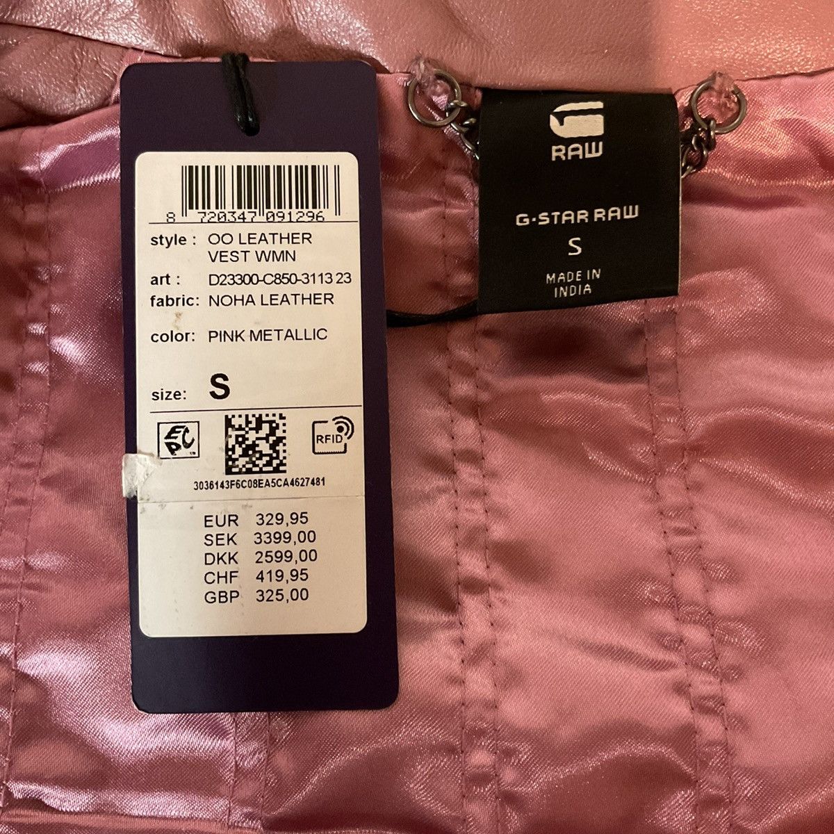 G-Star G-Star Raw Womens Y2K Leather Vest Pink Metallic Size S NWT Size S / US 4 / IT 40 - 12 Thumbnail