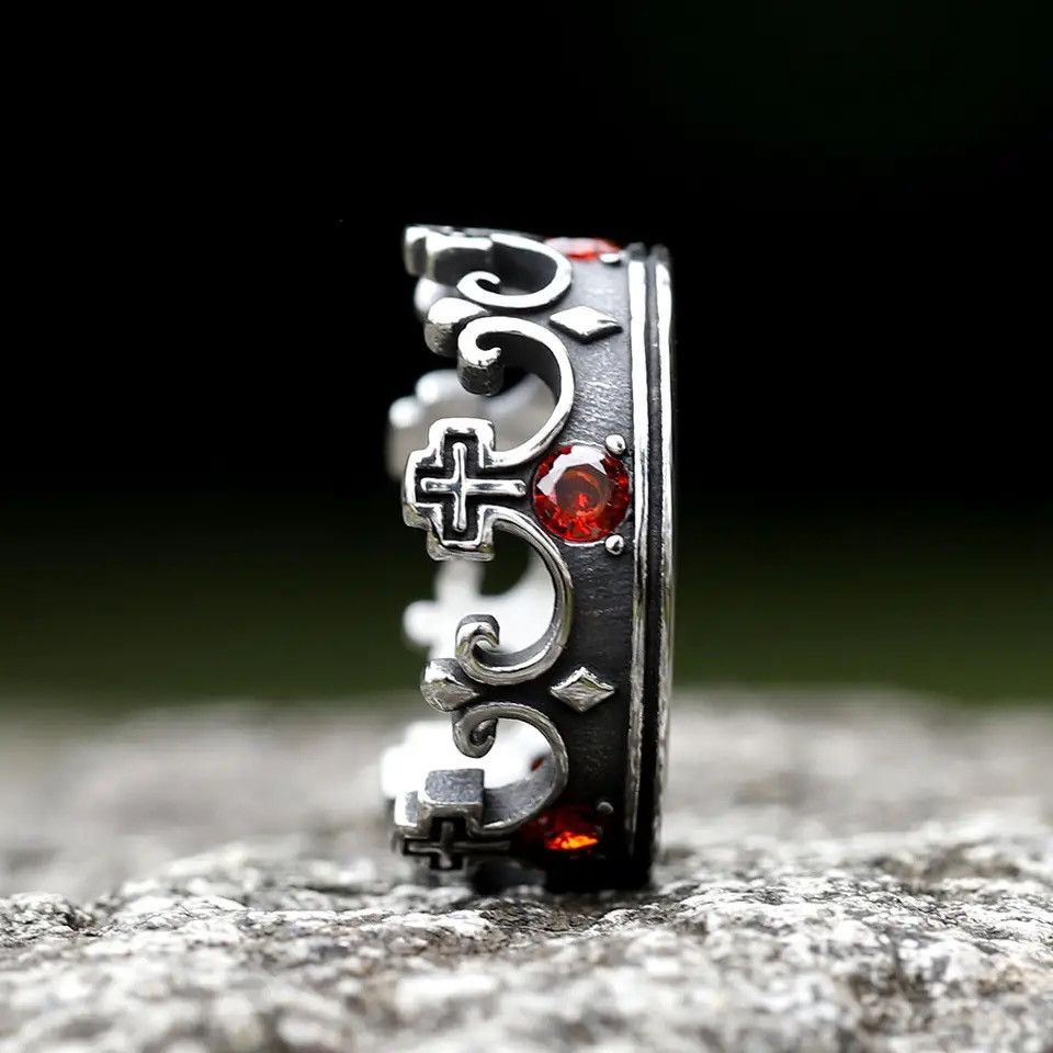 Jewelry Unique Cross Crown Ring Size ONE SIZE - 3 Thumbnail