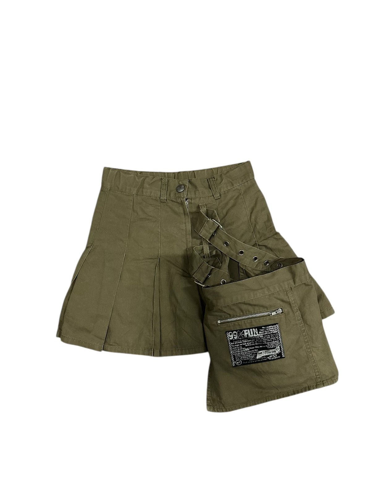 Japanese Brand Vintage BA.TSU Japan Seditionaries Belt Khaki Mini Skirts Size 22" - 2 Thumbnail