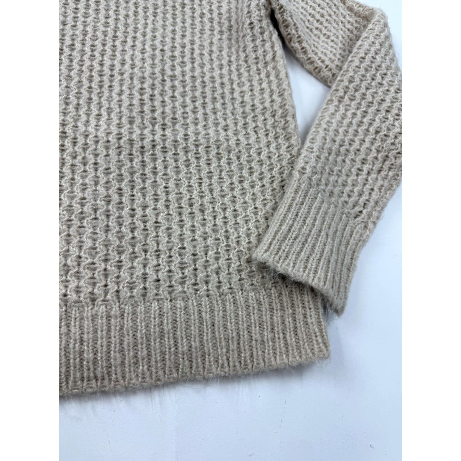 Vintage KERISMA Sweater Womens Small Beige Wool Blend Crewneck Pullover Long Sleeve Raglan Knit Waffle Knit Casual Fall Winter Size S / US 4 / IT 40 - 4 Thumbnail