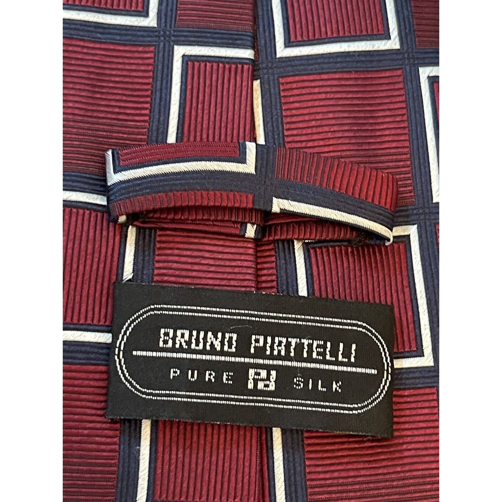 Bruno Piattelli Bruno Piattelli Burgundy Blue HandMade Silk Made In China Size ONE SIZE - 8 Thumbnail