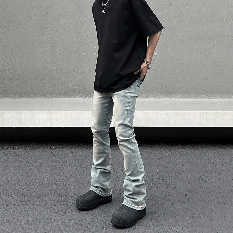 Skinny Jeans Plain Vintage Flared Trousers Y2k Pockets y2k