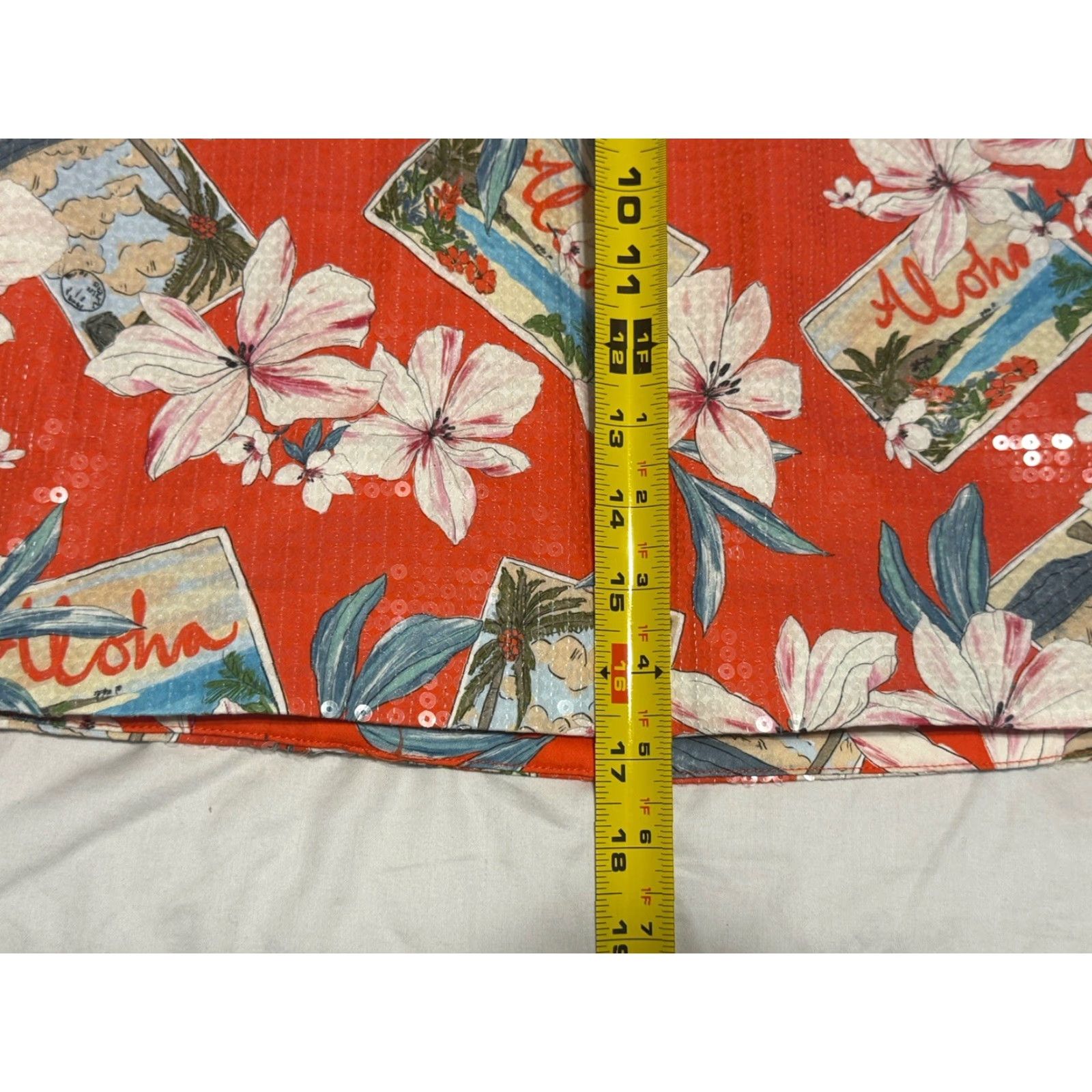 Le Superbe VINTAGE Le Superbe Sequin Postcard Print Mini Skirt Women Red Aloha Size 8 Short Sequin 90s? Size 30" / US 8 / IT 44 - 3 Thumbnail