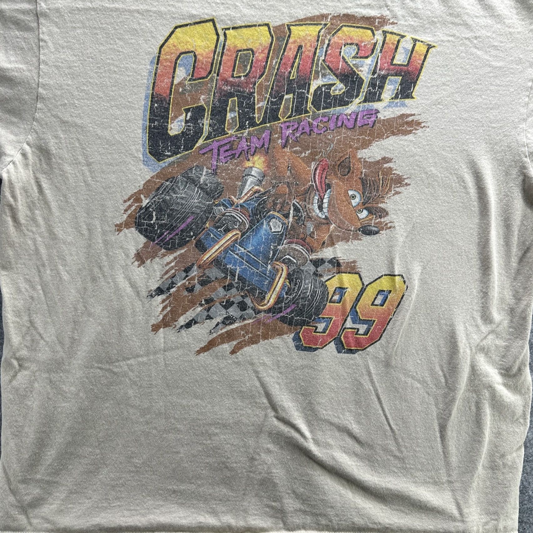 Vintage VINTAGE Crash Team Racing Shirt Mens XL Beige Graphic Tee CTR 90s 1999 Short Sleeve Crewneck Video Games Mens Size US XL / EU 56 / 4 - 3 Thumbnail