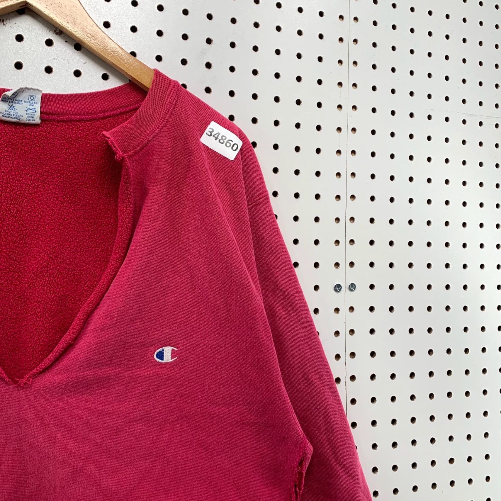 Champion VINTAGE Champion Sweatshirt Womens XL 90s Reverse Weave Pourover Pink Logo USA Cropped Chopped USPS? Size XL / US 12-14 / IT 48-50 - 6 Thumbnail