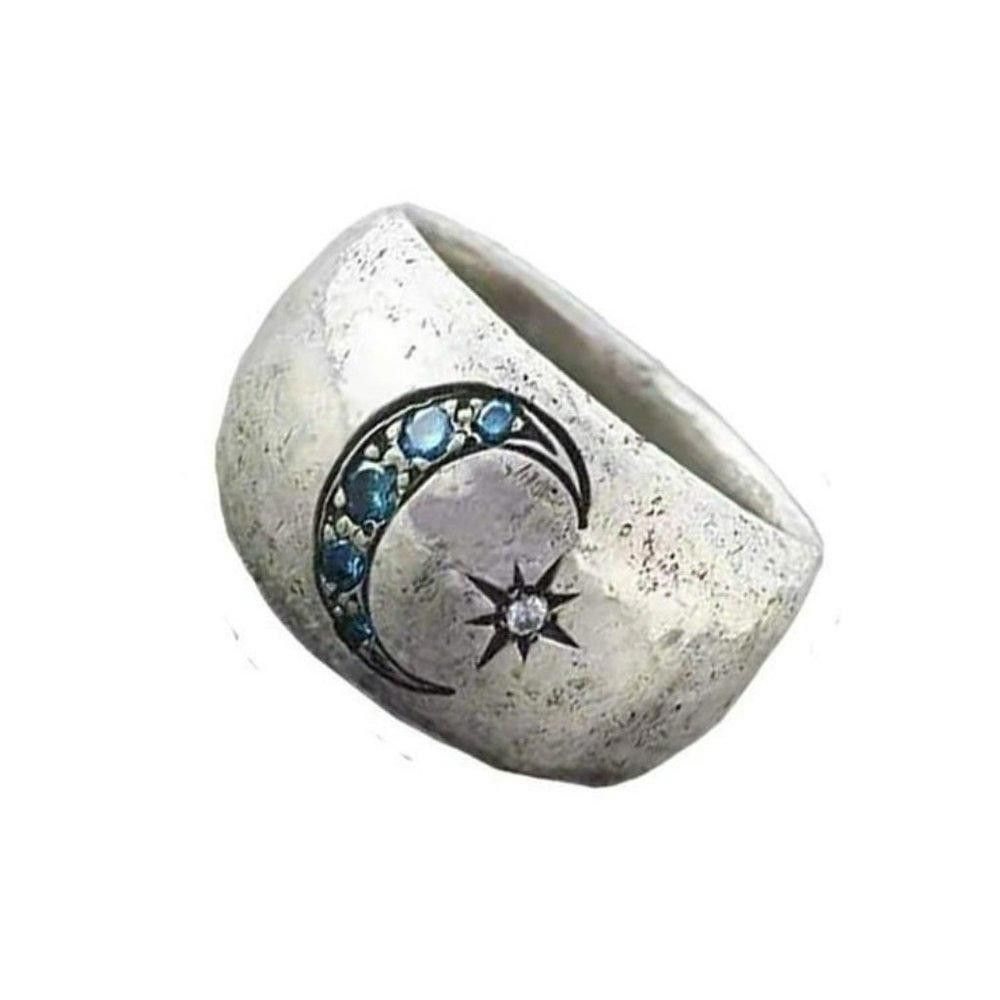 Designer Bohemian Vintage Sun Moon Silver Retro Ring - Size 8 Size ONE SIZE - 3 Thumbnail