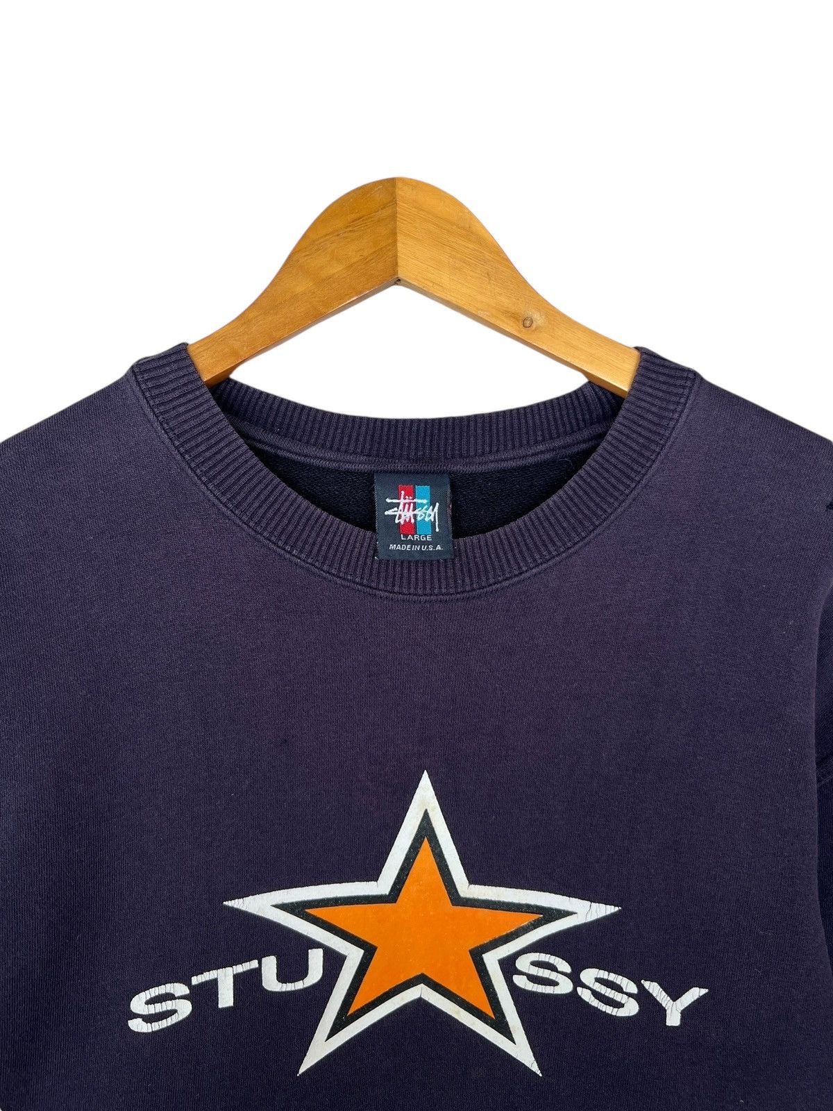 Stussy Rare🔥 Vintage 90s Stussy Star Sunfaded Distressed Sweatshirt Size US M / EU 48-50 / 2 - 8 Thumbnail