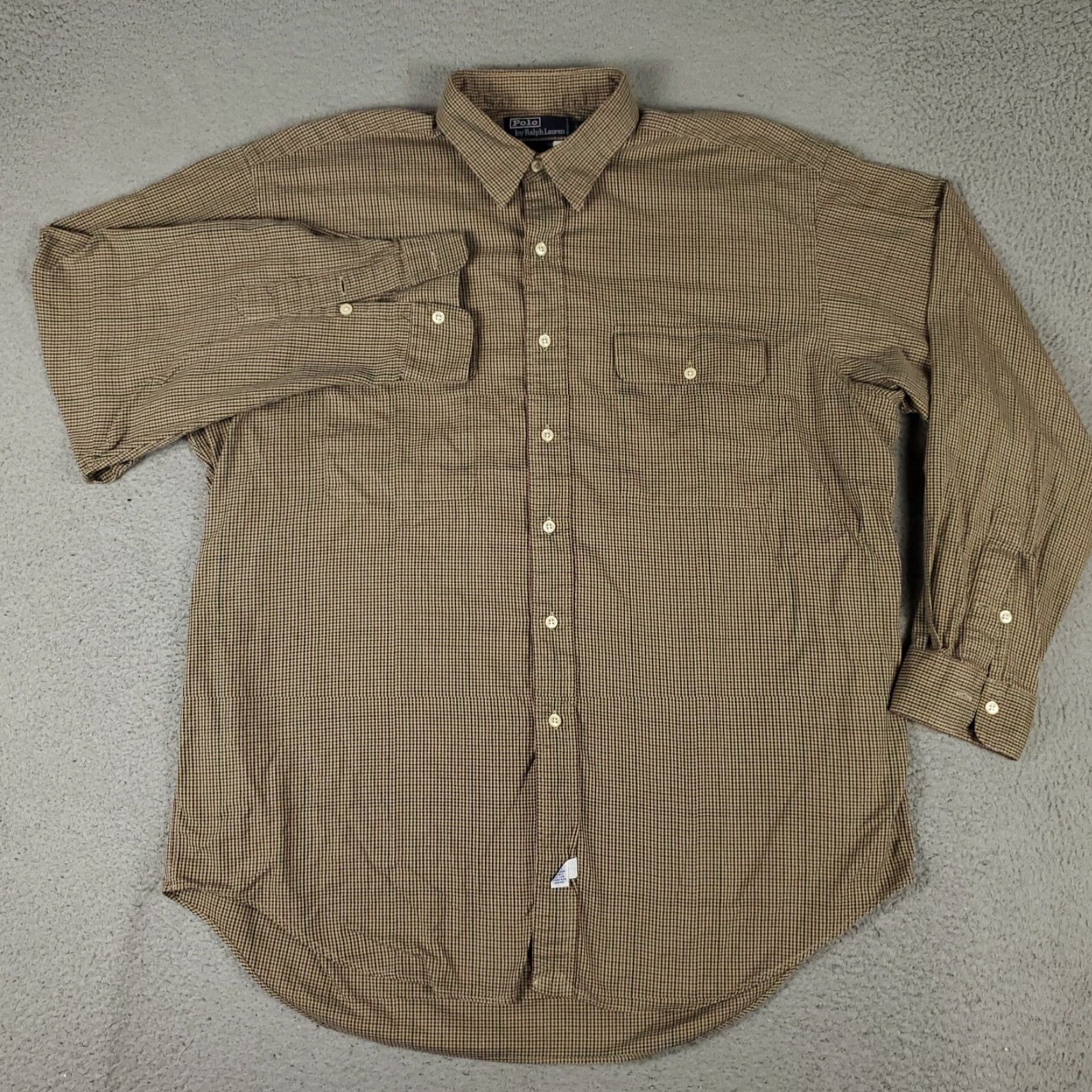 Ralph Lauren Ralph Lauren Shirt Mens Large Brown Check Button-Up Long Sleeve Casual Formal Workwear, 100% Cotton, Classic Preppy Style Mens Large Brown Check Shirt Size US L / EU 52-54 / 3 - 2 Thumbnail