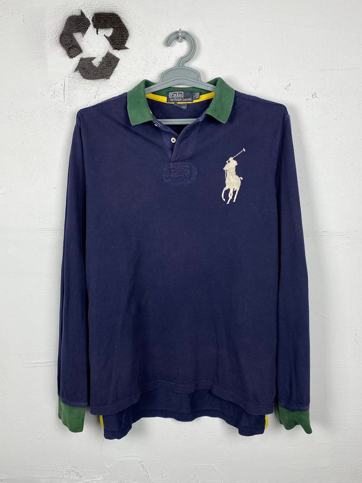 Pre-owned Polo Ralph Lauren X Ralph Lauren Vintage Polo Ralph Laurent Prl 3 Big Pony Rugby Long Sleeve In Navy