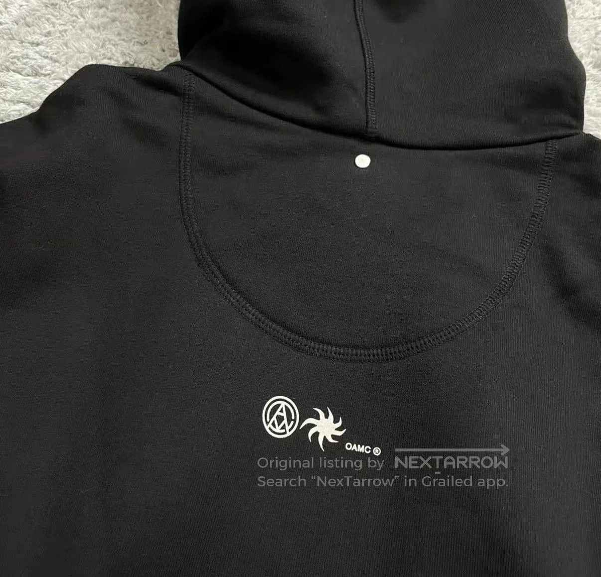 OAMC Black Graphic Print Hoodie with Kangaroo Pocket. Size US M / EU 48-50 / 2 - 3 Thumbnail