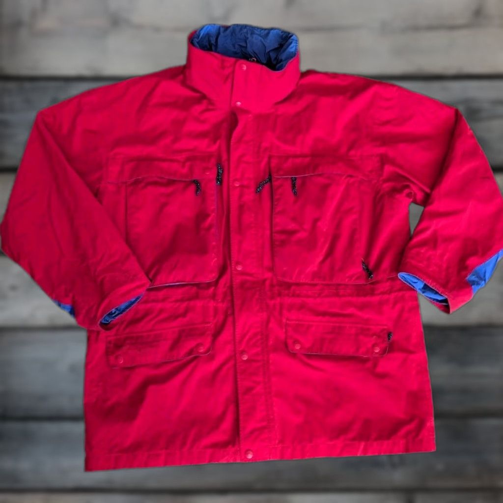 VINTAGE LL Bean NORTHCOL Gore-Tex Adventure Ski Jacket Men XLT Red - Water Resistant Hooded Shell Coat 90s Skiing Mens