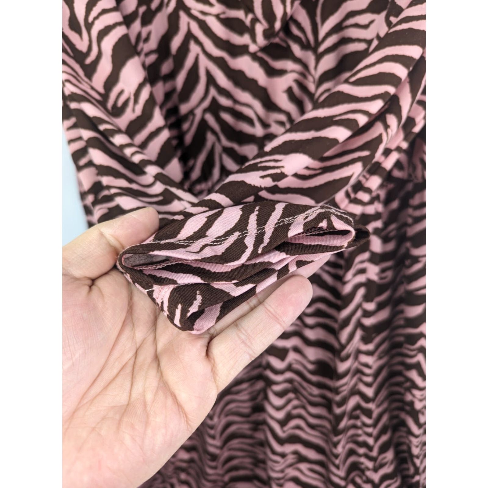 Vintage Eloquii Women’s Plus Size 22/24 Pink Brown Animal Print Scarf Neck Dress NWT Size 3XL / US 20-22 - 4 Thumbnail