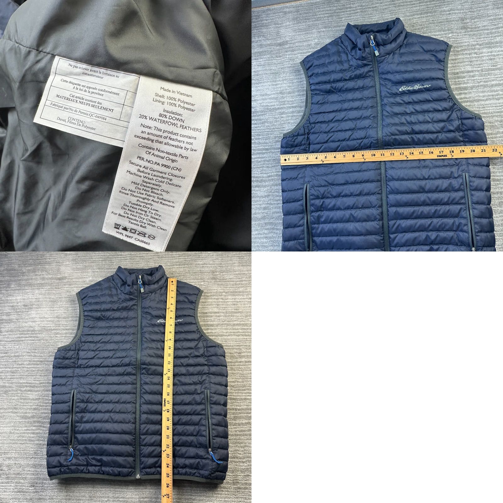 Eddie Bauer Eddie Bauer Vest Puffer Mens Large Blue 650 Down Fill Pockets Jacket Mid-Length Zip Size US L / EU 52-54 / 3 - 8 Thumbnail
