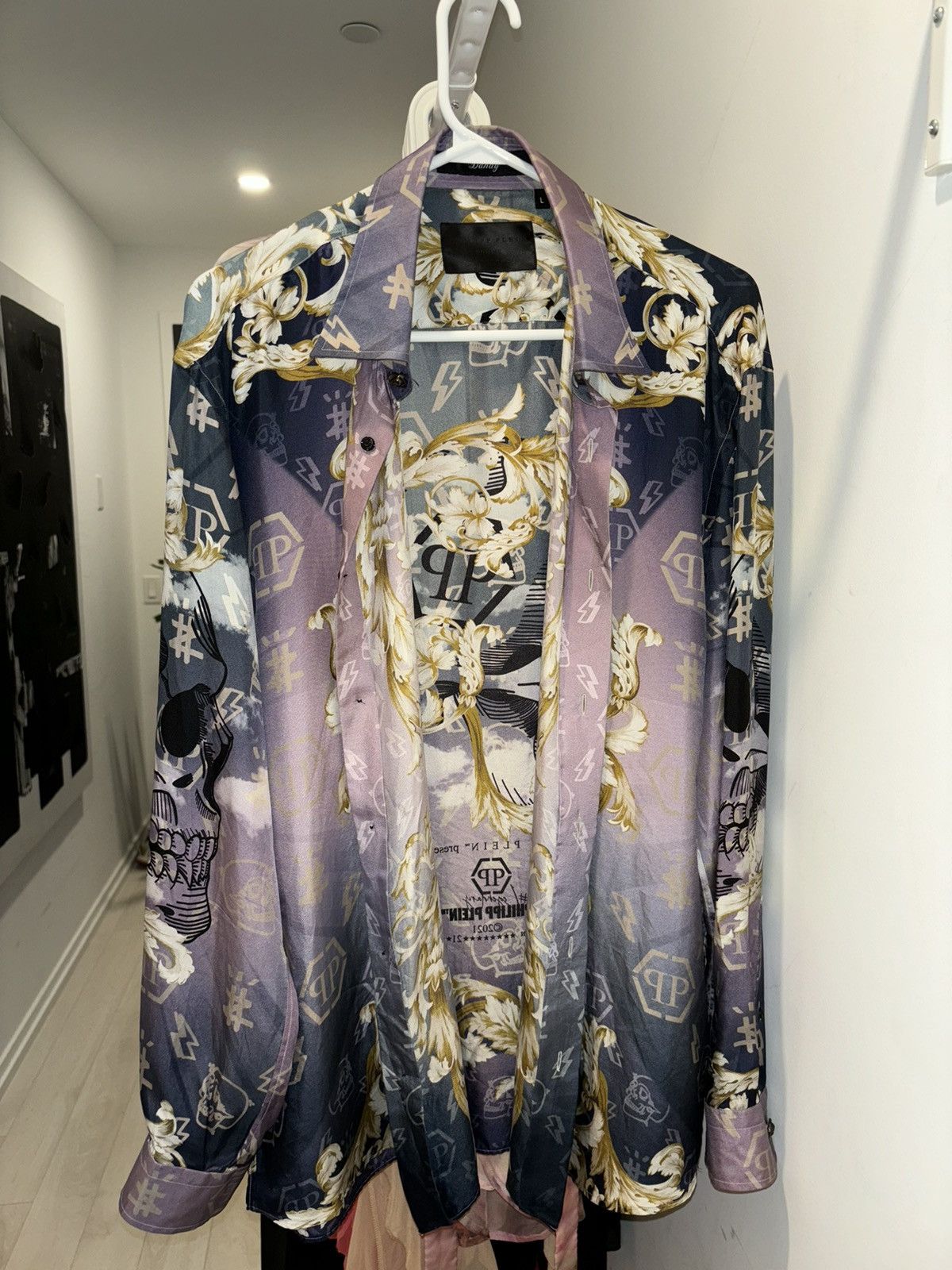 Philipp Plein Silk Shirt Dandy LS New Baroque Size US L / EU 52-54 / 3 - 1 Thumbnail