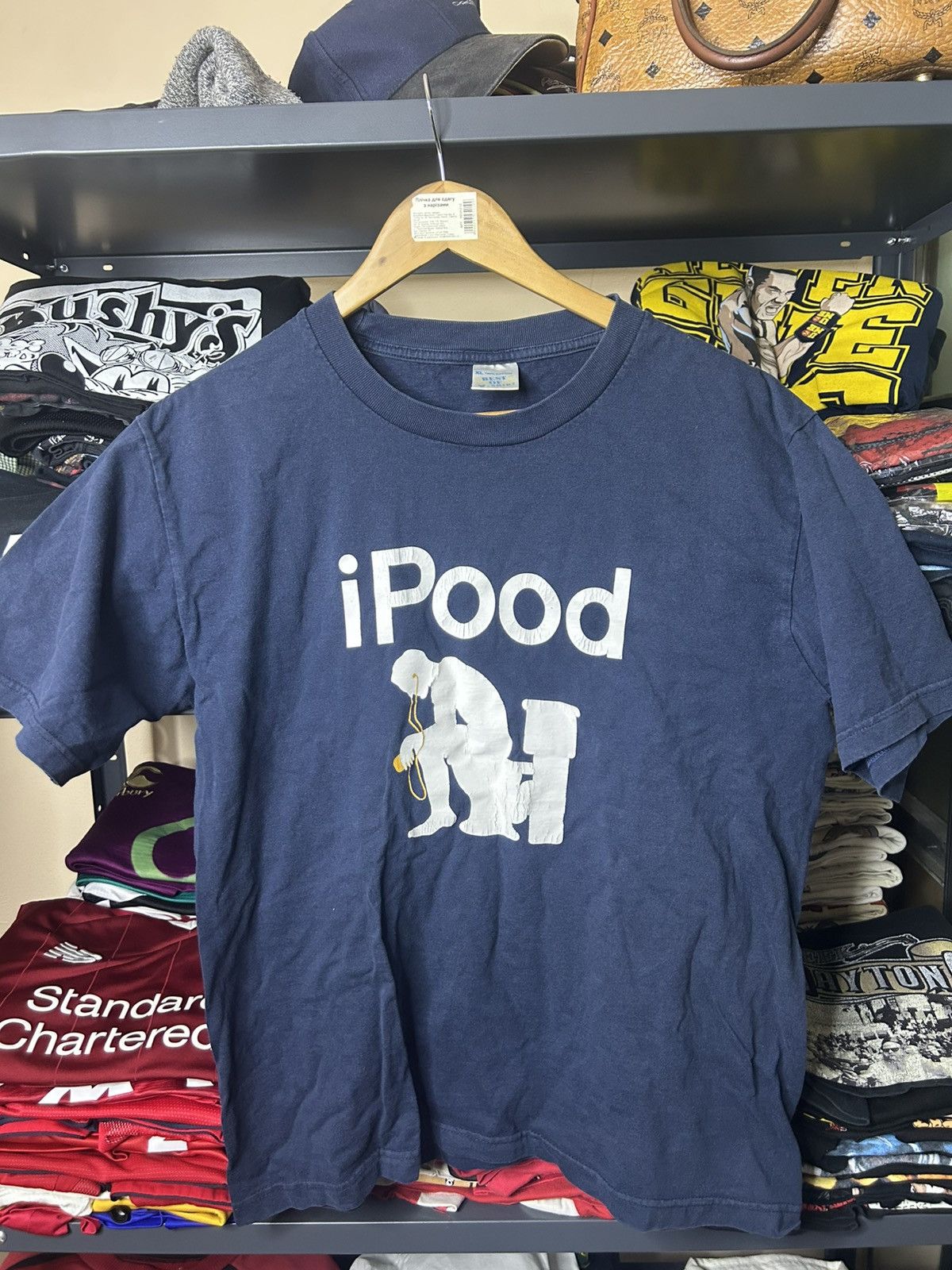 Vintage Vintage iPood Parody T-Shirt XL Navy Blue Funny Graphic Tee Size US XL / EU 56 / 4 - 1 Thumbnail