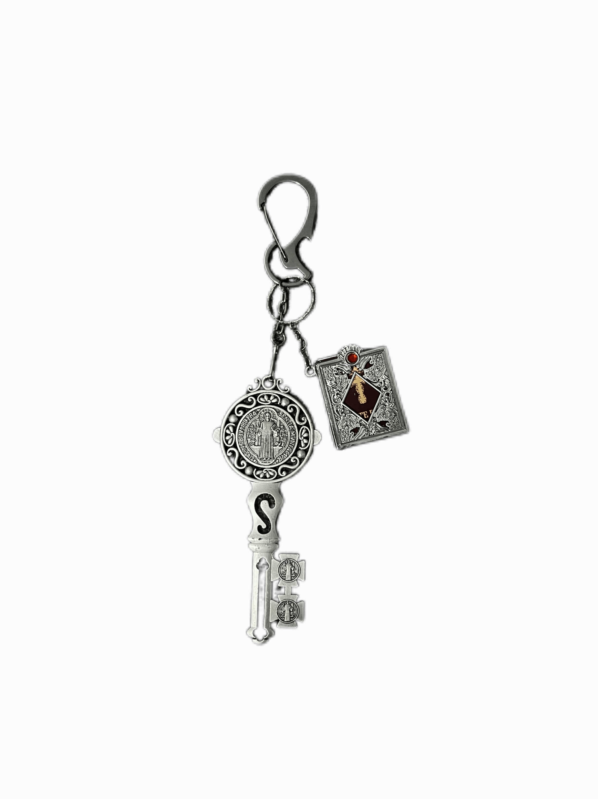 Jewelry Vintage Inspired Keyring - Ornate Key & Medallion Charm Size ONE SIZE - 2 Thumbnail