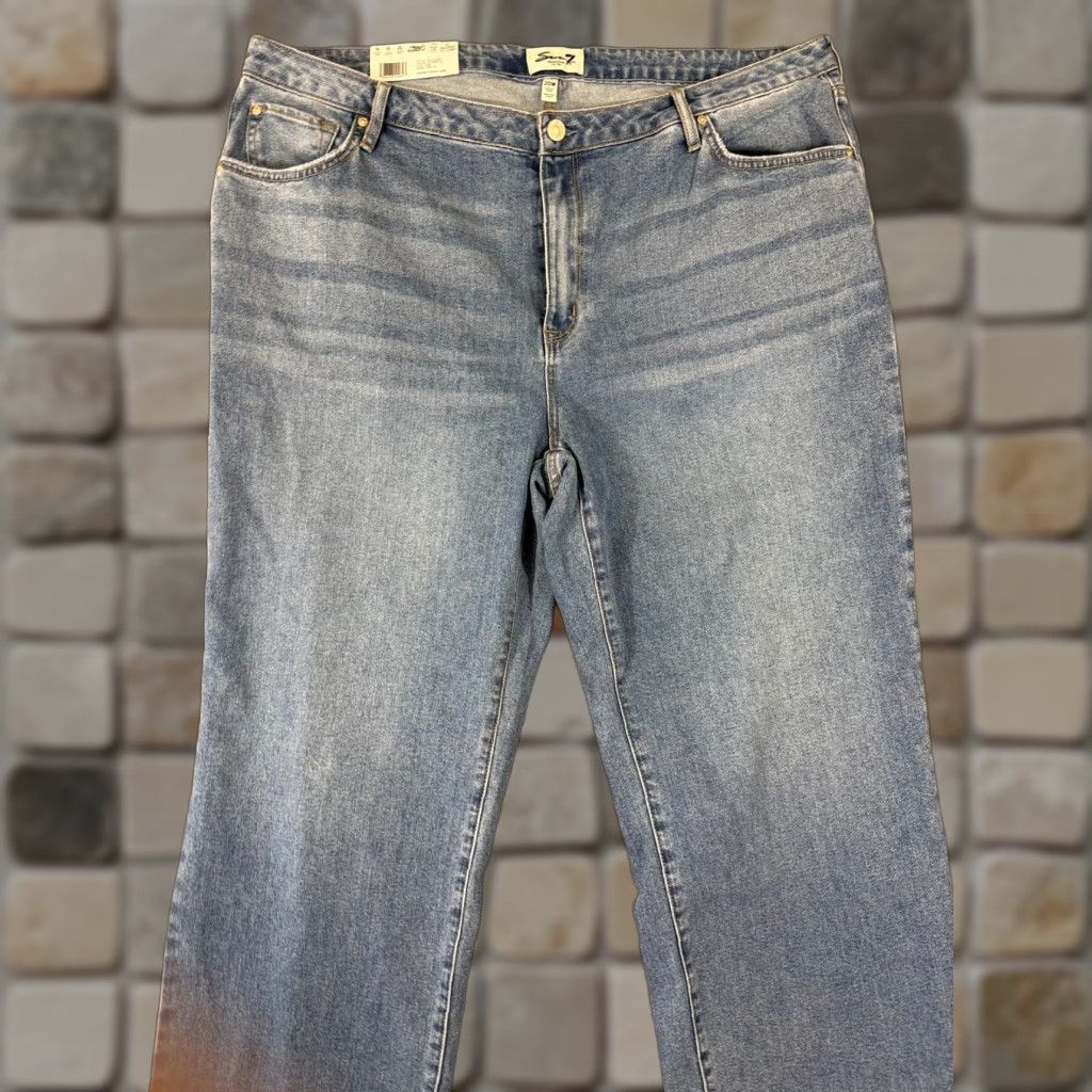 Vintage Seven7 Jeans Womens 20W Loose Straight High Rise Blue Denim Stretch NWT 90s City Classic Size 42" / US 20 - 1 Thumbnail