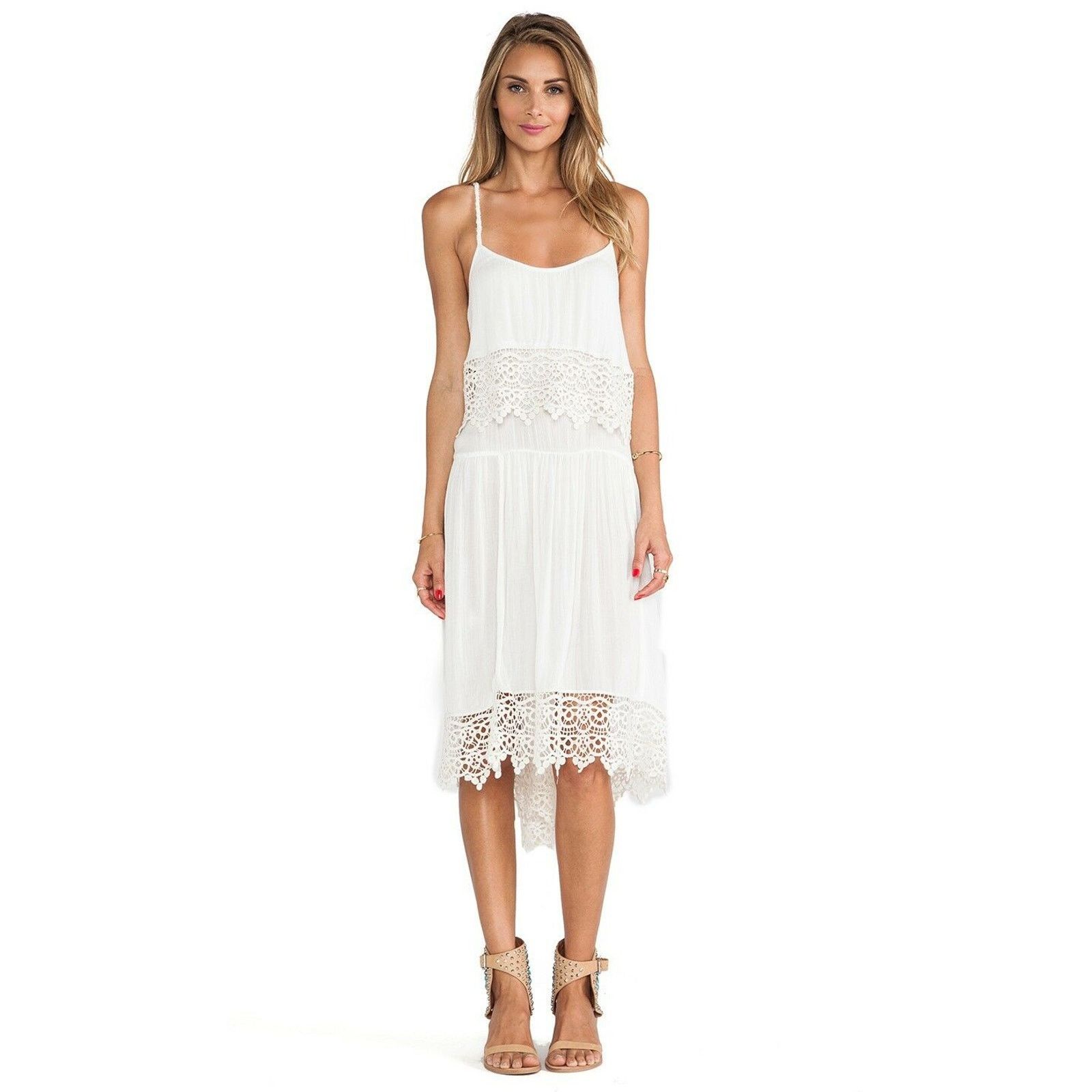 Free People New Free People Intimately Star Crochet Crepe Slip Dress Size XS / US 0-2 / IT 36-38 - 5 Thumbnail