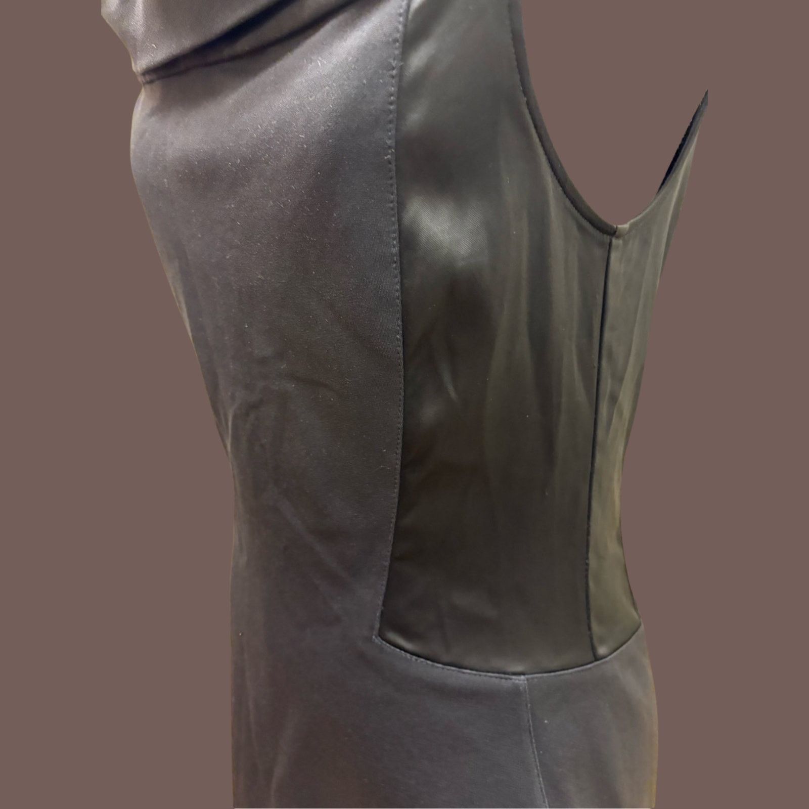 Halston Heritage VTG Cowl Neck Dress | Halston Black Mini | 2000s Minimalist Size M / US 6-8 / IT 42-44 - 4 Thumbnail