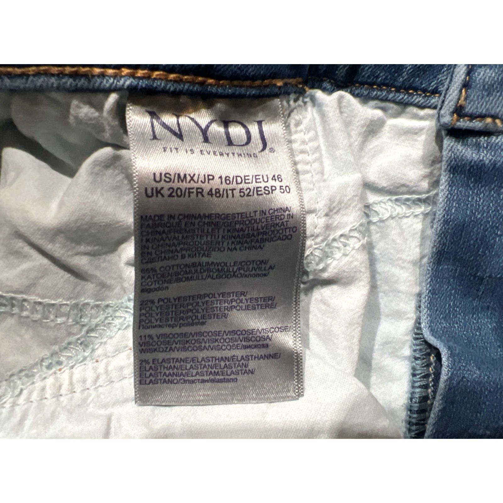 NYDJ VINTAGE NYDJ Jeans Women's Wide Leg High Rise Lift X Tuck Size 16 Blue Stretch Denim Size 38" / US 16 / IT 52 - 6 Thumbnail