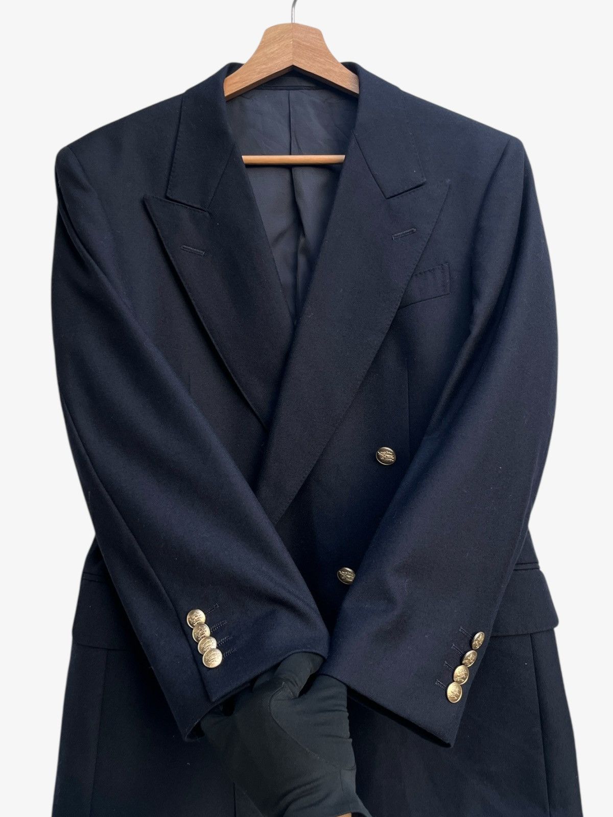 Burberry Burberrys Navy Double Breasted Tasmania Wool Golden Buttons Size US S / EU 44-46 / 1 - 6 Thumbnail