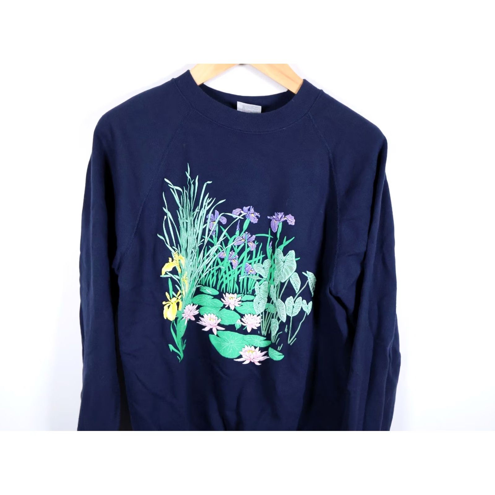 Hanes VINTAGE Hanes Sweatshirt Raglan 90s 80s Flower Nature Morning Sun Dark Blue Adult XL Women Size XL / US 12-14 / IT 48-50 - 4 Thumbnail
