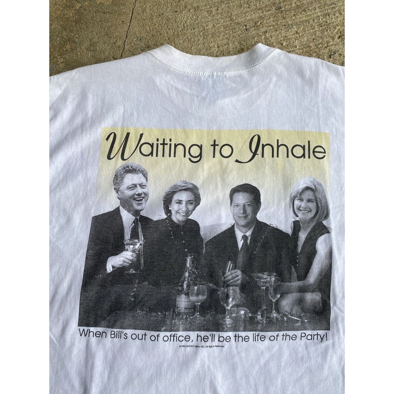 Vintage Vtg Bill Clinton Hillary Political Waiting To Inhale Shirt Size US XL / EU 56 / 4 - 3 Thumbnail