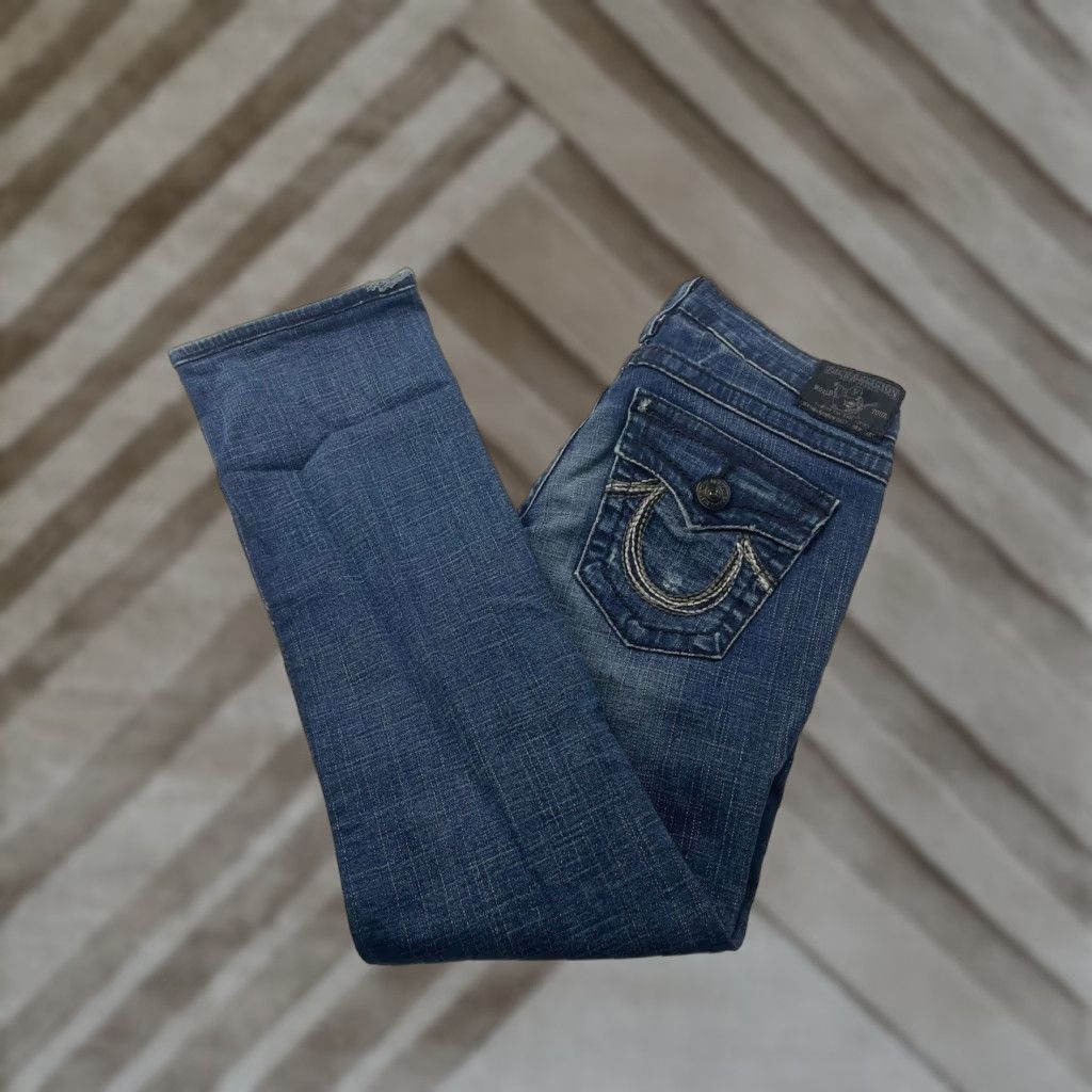 True Religion True Religion Rainbow Billy Jeans Women's 27 Medium Wash Blue Denim Cotton Spandex Skinny Size 27" / US 4 / IT 40 - 1 Thumbnail
